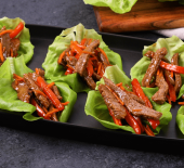 Mongolian style beef lettuce cups platter - John Soules Foods