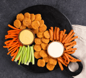 John Soules chicken nugget board with veggies
