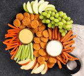John Soules chicken nugget board with fruits and veggies