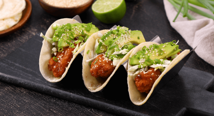 John Soules sweet and spicy orange chicken tacos