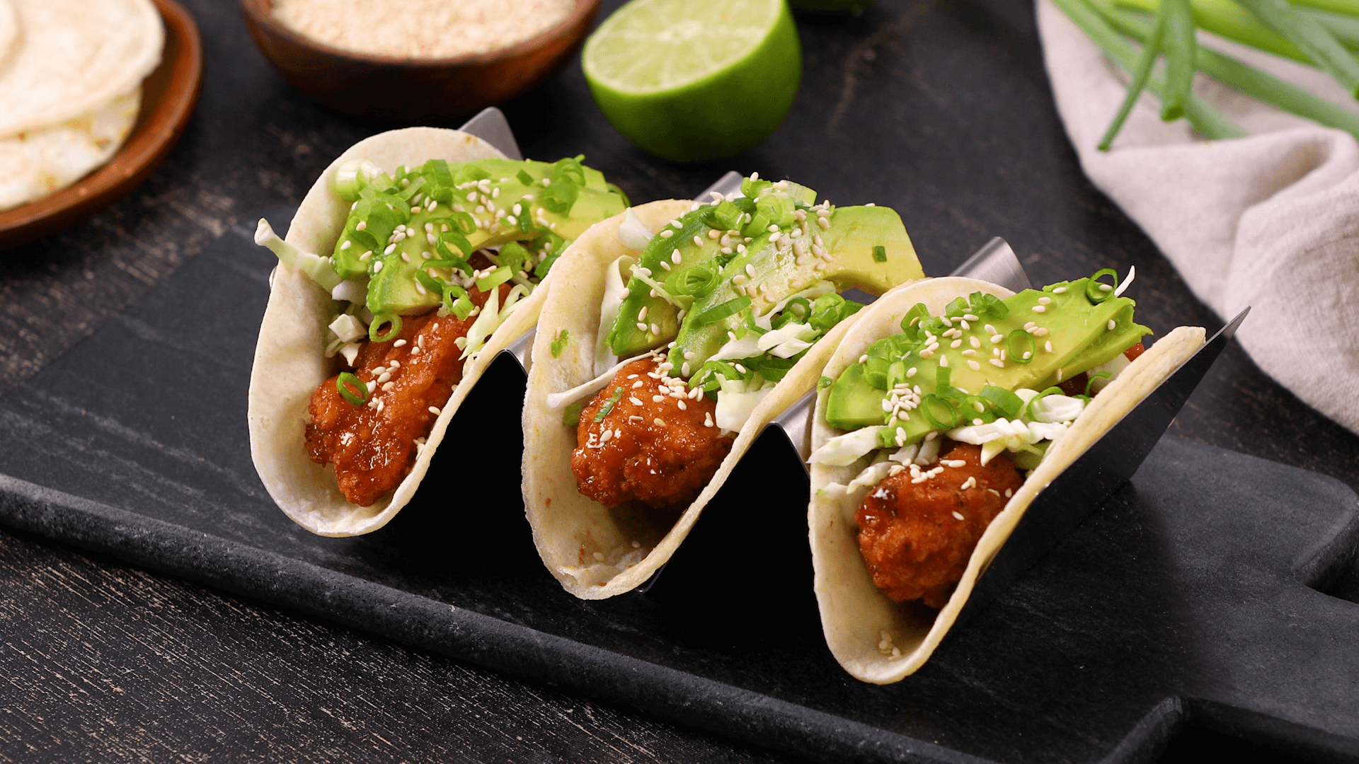 John Soules sweet and spicy orange chicken tacos